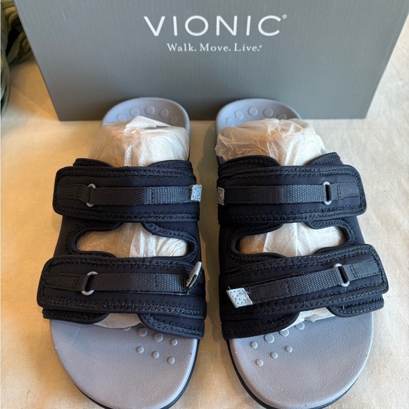 Vionic Navy Slide Sandals - Picture 2 of 5